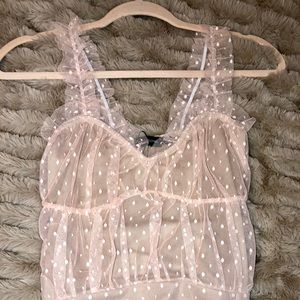 PrettyLittleThing Babydoll Mesh Frill Bodysuit
